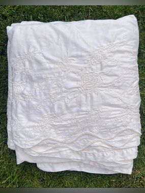 RARE Ralph Lauren Desert Palm Embroidered Queen Flat Sheet Cotton Sateen NICE!